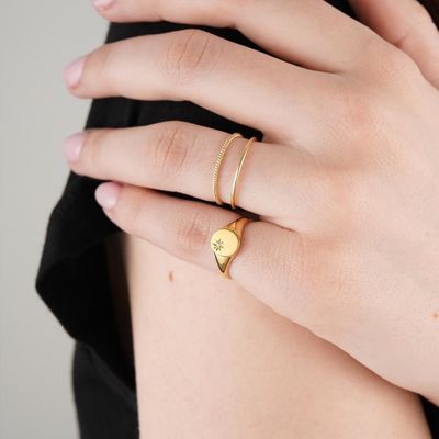 18K ゴールド ヴェルメイル 紫陽花 シグネット リング 925 ステルリング シルバー