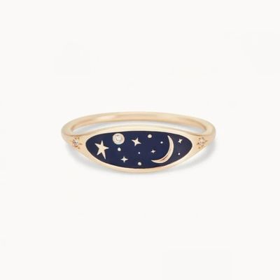 手作り 18K 金色 半夜青 エナメル 925 ステルリング シルバー 丸 ブリリアント CZ 女の子用 スタッキングリング