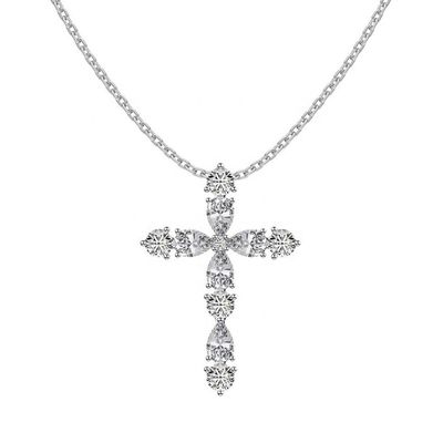 オーダーメイド 925 スターリング シルバー クロス ネックレス 18k シルバー クロスとチェーン レディース