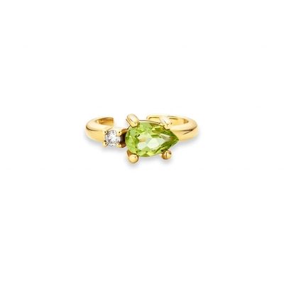 18K ゴールド 925 ステルリング シルバー トレンドデザイン ピアス カット ペリドット CZ マンチェット イヤリング