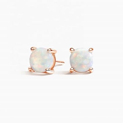 18K ゴールド 6MM ソリテア オパール 女性の耳飾り