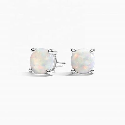 18K ゴールド 6MM ソリテア オパール 女性の耳飾り