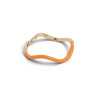 925 スターリング シルバー 18k ゴールド ピンク エナメル 帯 指輪 女性 女の子