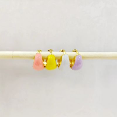 オーダーメイド 女性 精品 宝石 S925 シルバー 18K ゴールド ボールド ドーム カラフル エナメル 小型 ハグジー イヤリング
