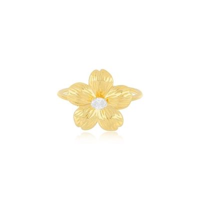 Forever Flower 18K 金彩 円形CZ 女性の指輪 925 ステルリング銀 宝石