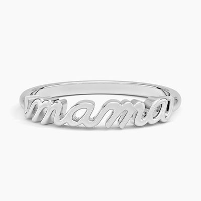 クラシック925スターリングシルバー14Kゴールド 極度に磨き上げられたMAMA 女性リング ミニマリストデザイン