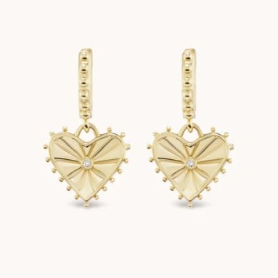 14K 金属 ダンガー ドロップ ハート ハグ 耳飾り 女性用 925 スターリング シルバー