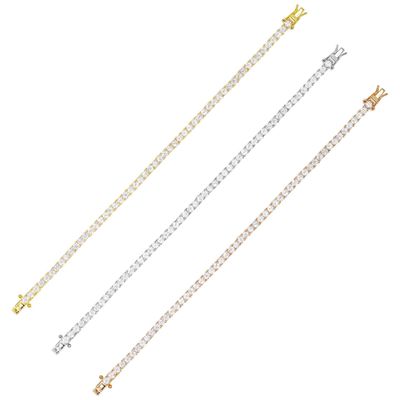 ホットアイテム 925 スターリング シルバー 金 3mm キュービックジルコニア テニス ブレスレット 女性用
