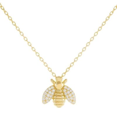 ファッション 18K 金色 ミツバチペンダント ネックレス 手作り 925 ステルリング シルバー 宝石