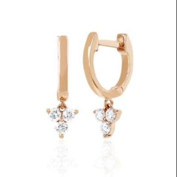 14K ゴールド ブローソム ミニ ハグジー ダイヤモンド トリオ ドロップ イヤリング 銀 宝石 主要素材