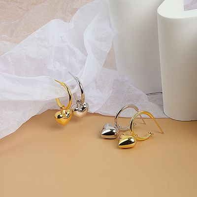 925 スターリング シルバー ハート 形 女性 女の子 フープ イヤリング ブラジル 金属 宝石
