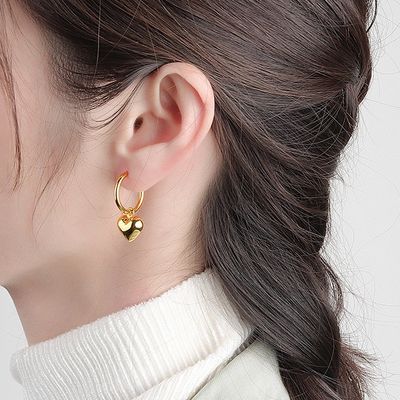 925 スターリング シルバー ハート 形 女性 女の子 フープ イヤリング ブラジル 金属 宝石