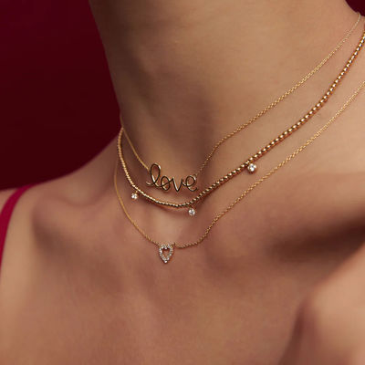 固体925スターリングシルバー14K 金付恋愛ペンダント ネックレス 女性用 バレンタインプレゼント