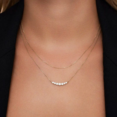 ミニマリスト 925 スターリングシルバー テニスのペンダント ネックレス 女性用 層式積み重ね式 ネックレス