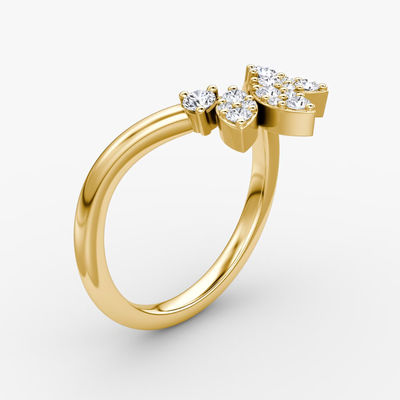 新入生 デザイン 優雅な925 ステルリング シルバー 18K ゴールド 花びら 冠 リング