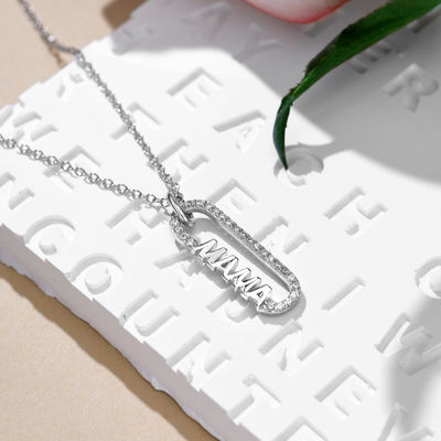 18k ゴールド ママの紙クリップ ペンダント ネックレス 925 スターリング シルバー