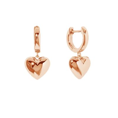 18K ゴールド プレート 涙 穴 スタッド ハート デングル イヤリング プレゼント