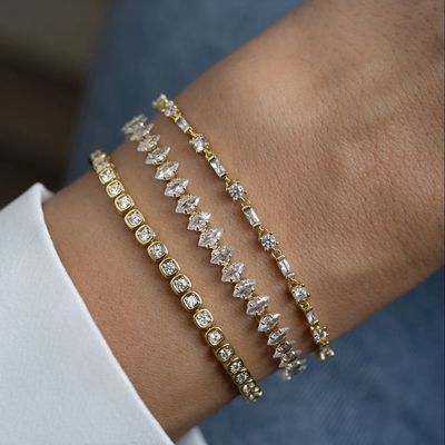 3mmジルコニア テニス ブレスレット 925 シルバー 14K ゴールド ユニセックス 宝石