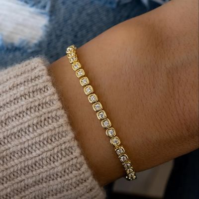 3mmジルコニア テニス ブレスレット 925 シルバー 14K ゴールド ユニセックス 宝石