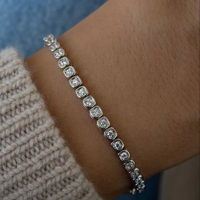 3mmジルコニア テニス ブレスレット 925 シルバー 14K ゴールド ユニセックス 宝石