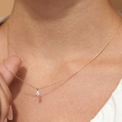 925 スターリング シルバー ペア カット ジルコン ペンダント ネックレス 女性用