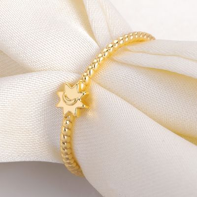 925 スターリング シルバー 月 日 指輪 18K 金 金 ユニセックス 宝石
