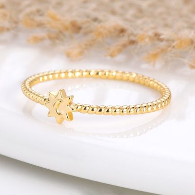 925 スターリング シルバー 月 日 指輪 18K 金 金 ユニセックス 宝石