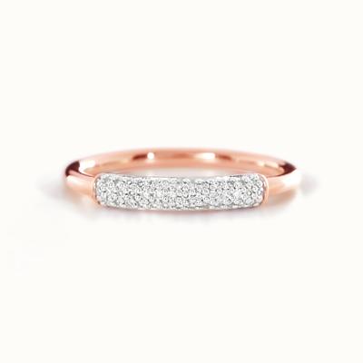 925 スターリング シルバー 18K 金付 CZ スタッキングリング 女性用