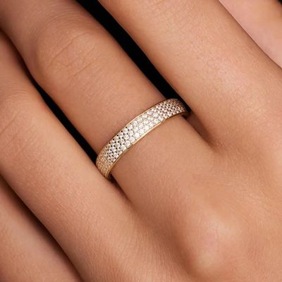 925 スターリング シルバー 18K 金付 CZ 半永久指輪 女性用