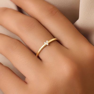 925 スターリング シルバー ゴールド コーティング CZ ロータス リング 女性用