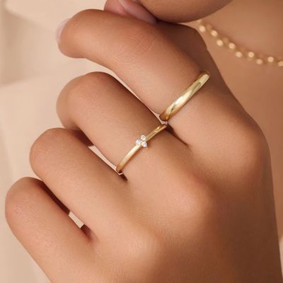 925 スターリング シルバー ゴールド コーティング CZ ロータス リング 女性用