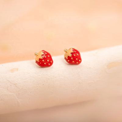 925スターリングシルバー 子供用 イチゴ スタッドピアス 92.5%純度
