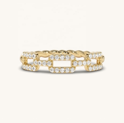 925 Sterling Silver 18K Gold White CZ Cuban Twist Ring with Fast Shipping to Your Country