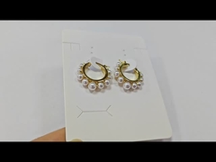 ファッション 青銅 18K ゴールド ホワイト パール フープ イヤリング