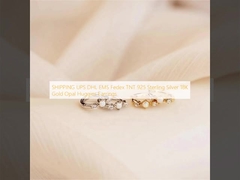 配送 UPS DHL EMS Fedex TNT 925スターリングシルバー 18Kゴールド オパール ハギーイヤリング