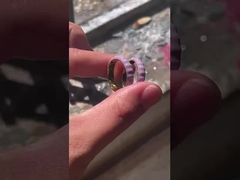 925スターリングシルバーエナメルガールズリング、ハンドメイド18Kゴールドメッキエタニティバンド付き